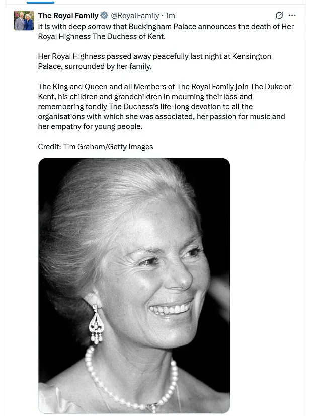 Duchess of Kent Dies at 92: A Life of Elegance, Charity, and Royal Service, as Palace Honors Her Legacy