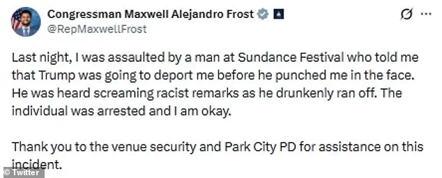 Congressman Maxwell Frost Alleges Assault at Sundance Film Festival in Park City, Utah