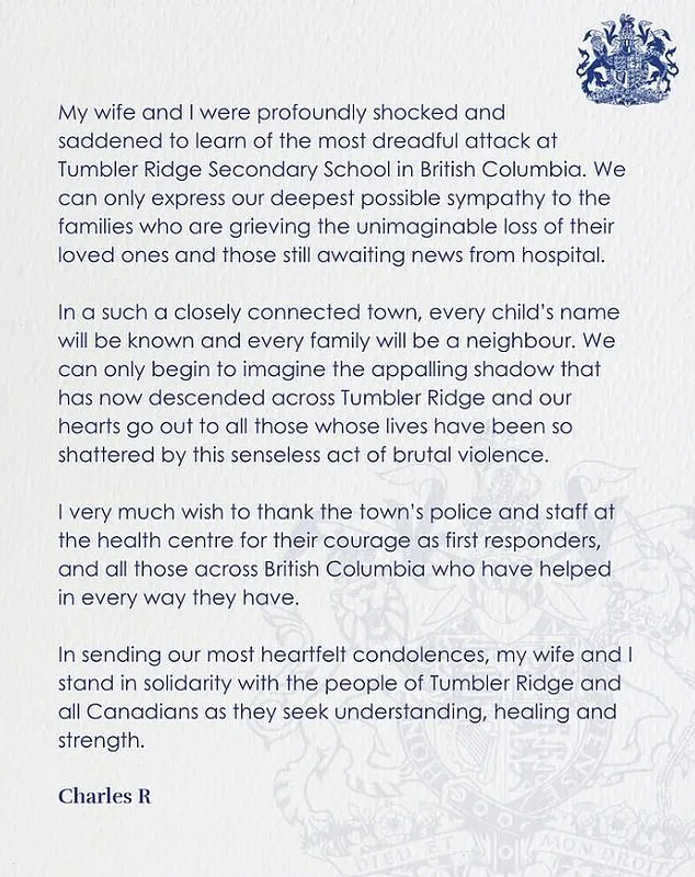 King Charles Expresses Shock and Grief Over Tumbler Ridge School Shooting Tragedy